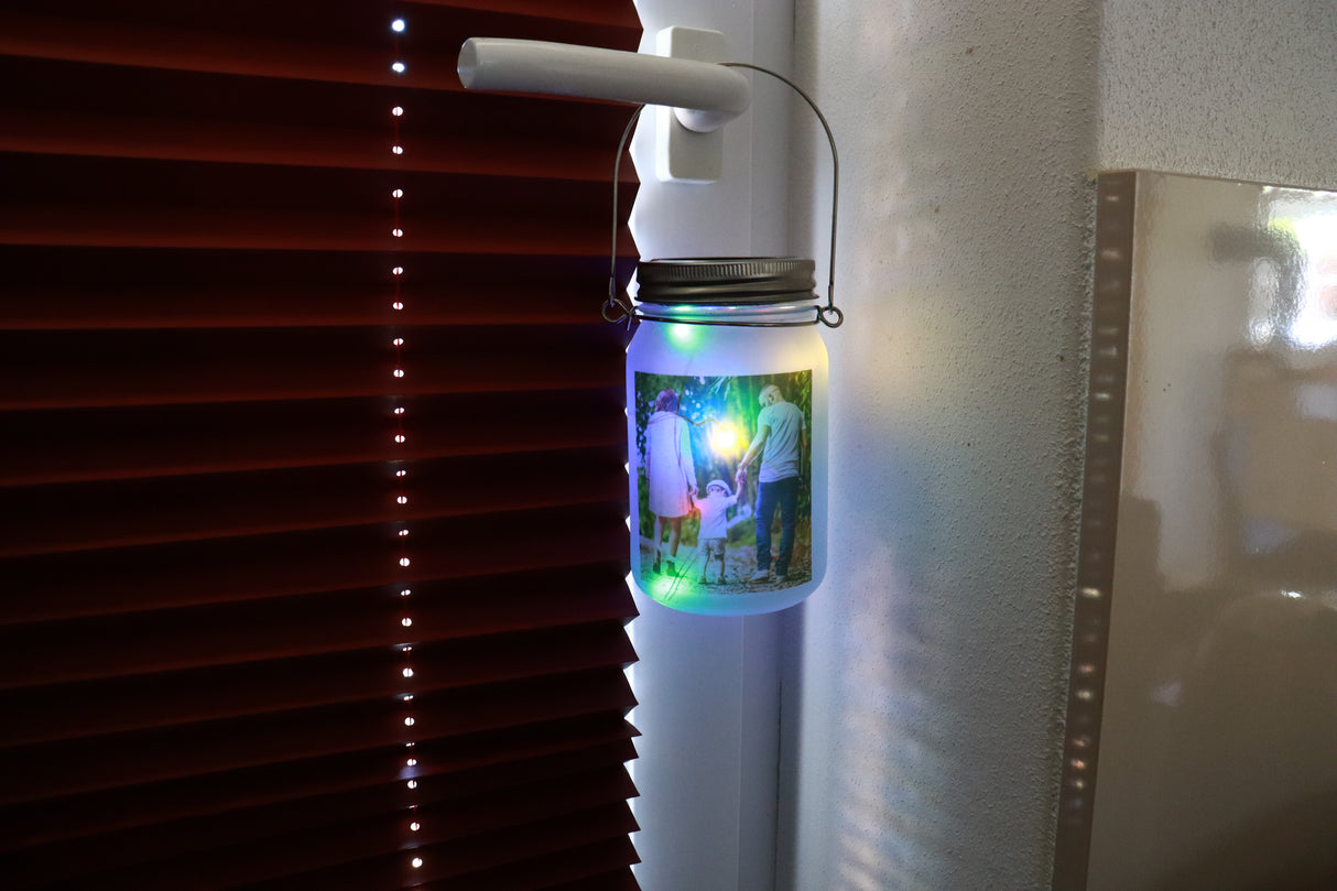 Leuchtglas mit Metallgriff