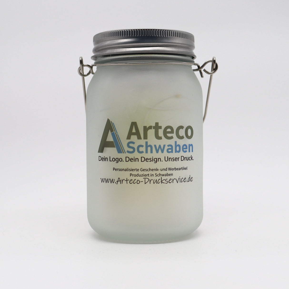 Werbeleuchtglas mit Metallgriff